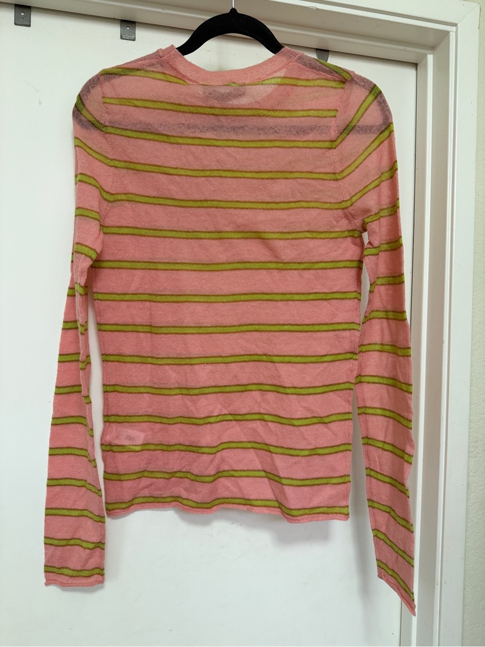 ZARA wool blend long sleeve thin sweater - pink/yellow stripes - size M - NWT - Picture 4 of 8